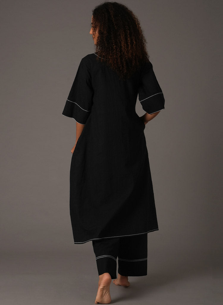 Black Embroidery Dress Set