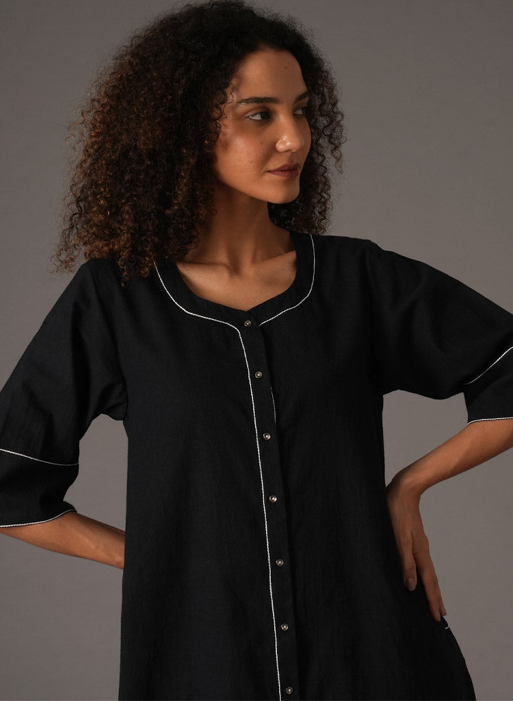 Black Embroidery Dress Set