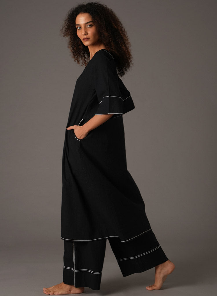 Black Embroidery Dress Set