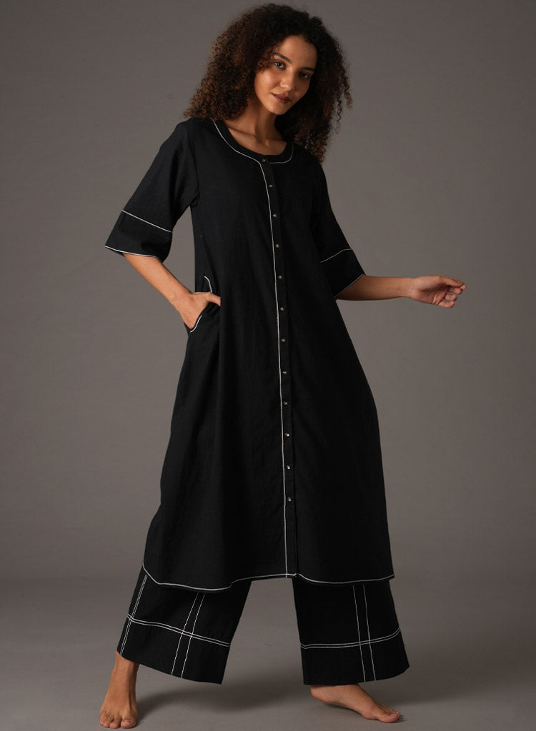 Black Embroidery Dress Set