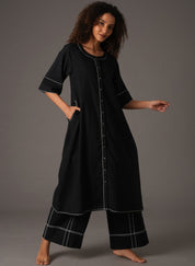 Black Embroidery Dress Set