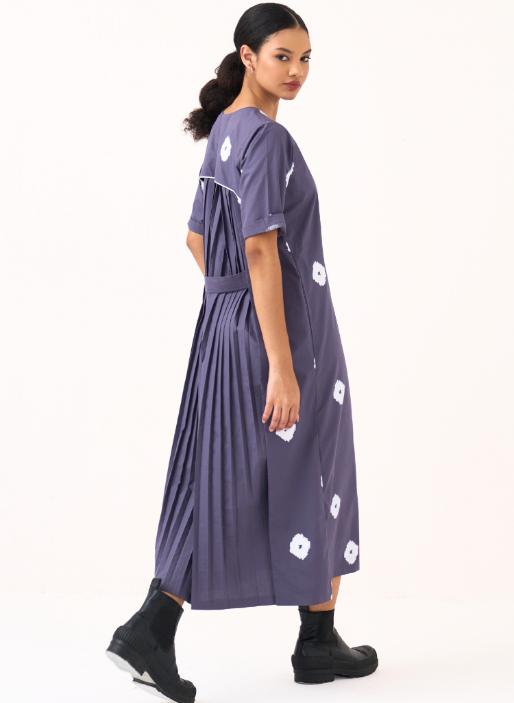 Block Back Pleat Dress