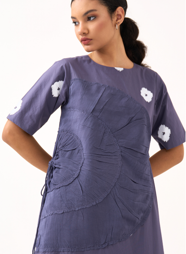 Block Print Drawstring Dress