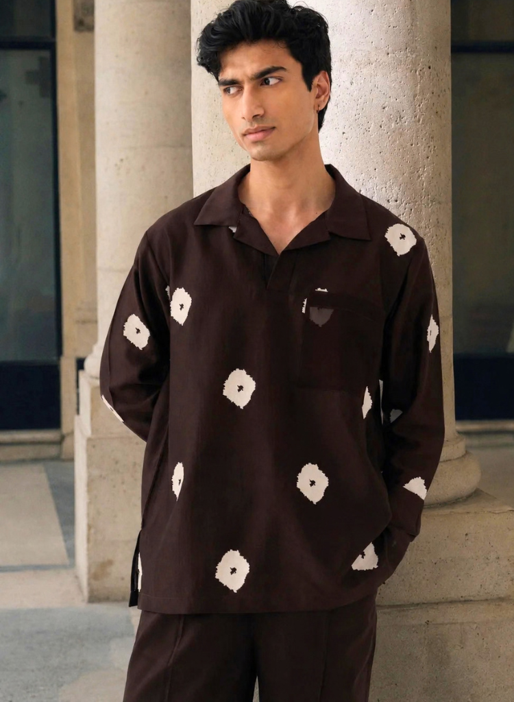 Block Print V-Neck Shirt