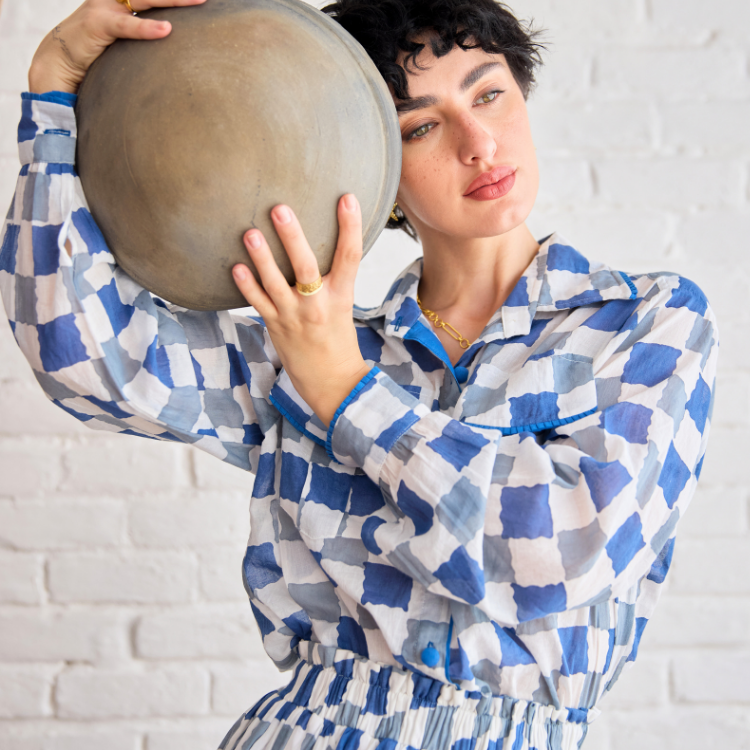 Orchid Embroidered Collar Shirt Orchid Embroidered Bag – NETE.IN