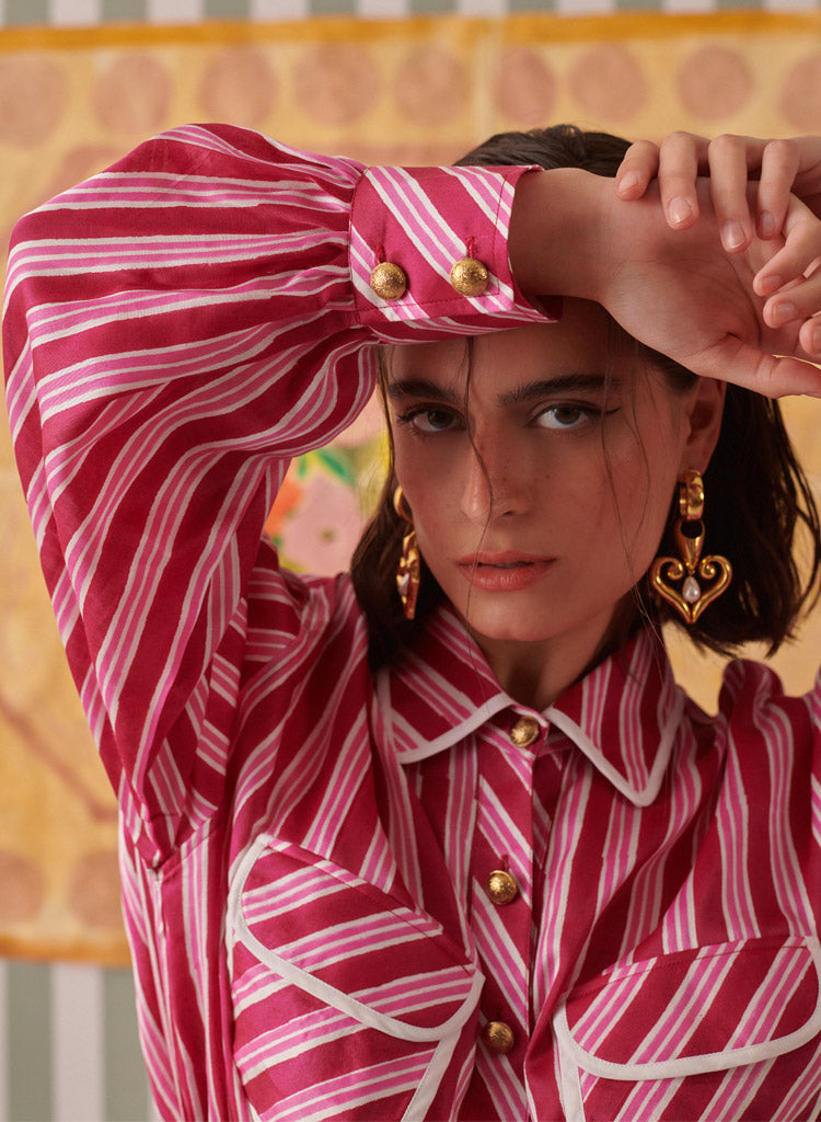 Blush Stripes Uniform Shirt