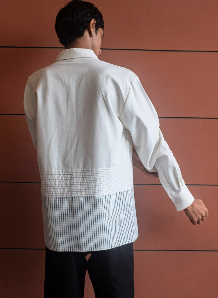 Bone White Pleated Shirt