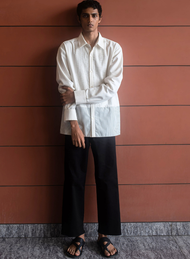 Bone White Pleated Shirt
