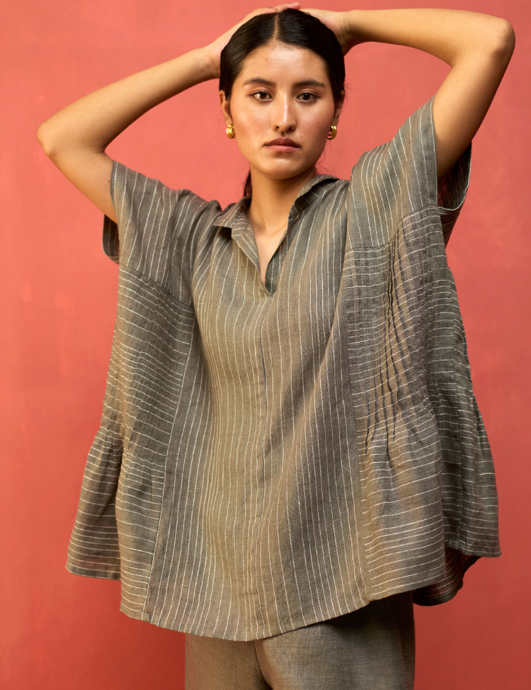 Bonnie Pleated Stripe Top