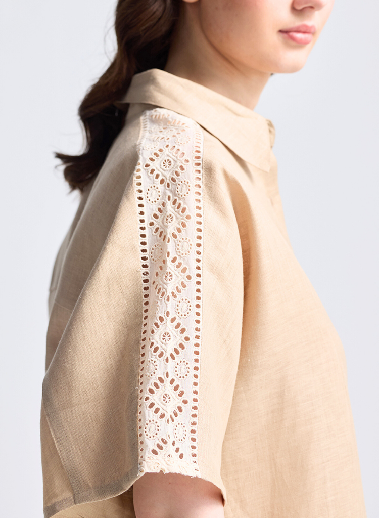 Boxy Shirt with Lace Set