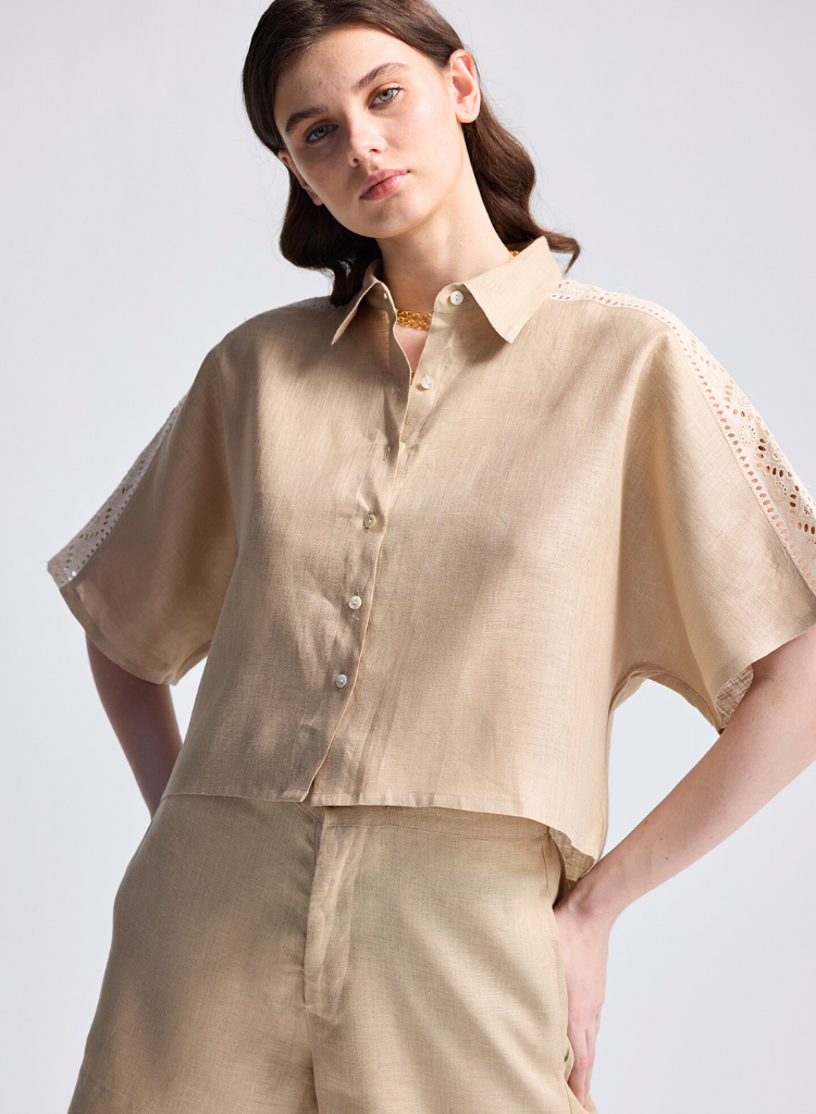 Boxy Shirt with Lace Set