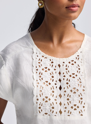 Embroidered Lace Boxy Top