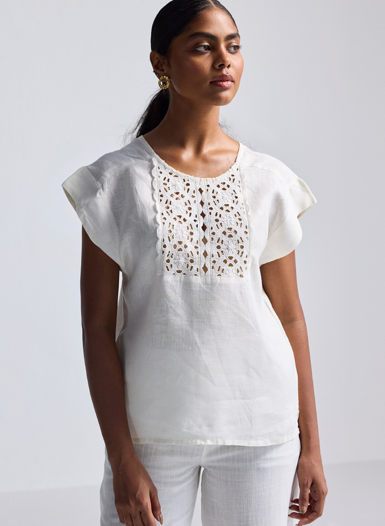 Embroidered Lace Boxy Top