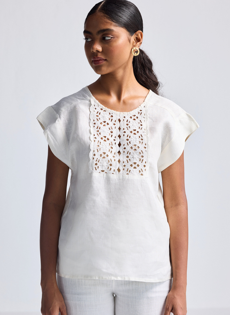 Embroidered Lace Boxy Top