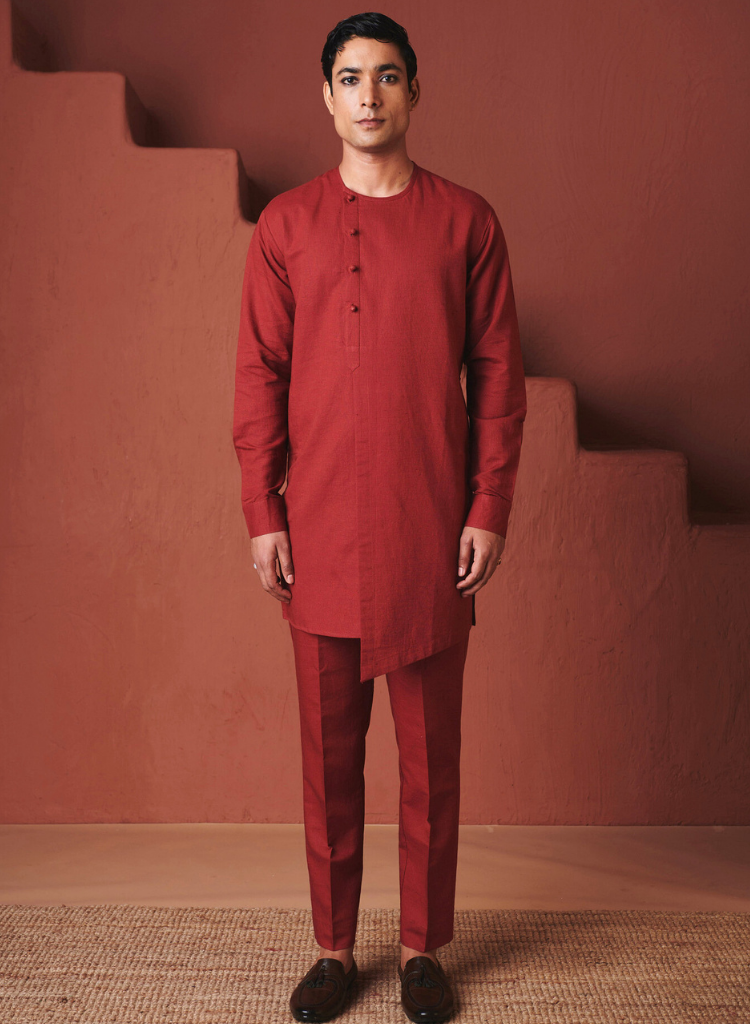 Brick Side Open Kurta Set