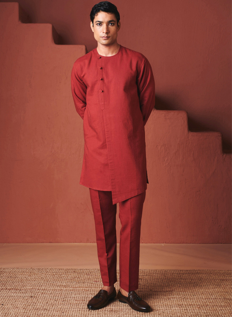Brick Side Open Kurta Set