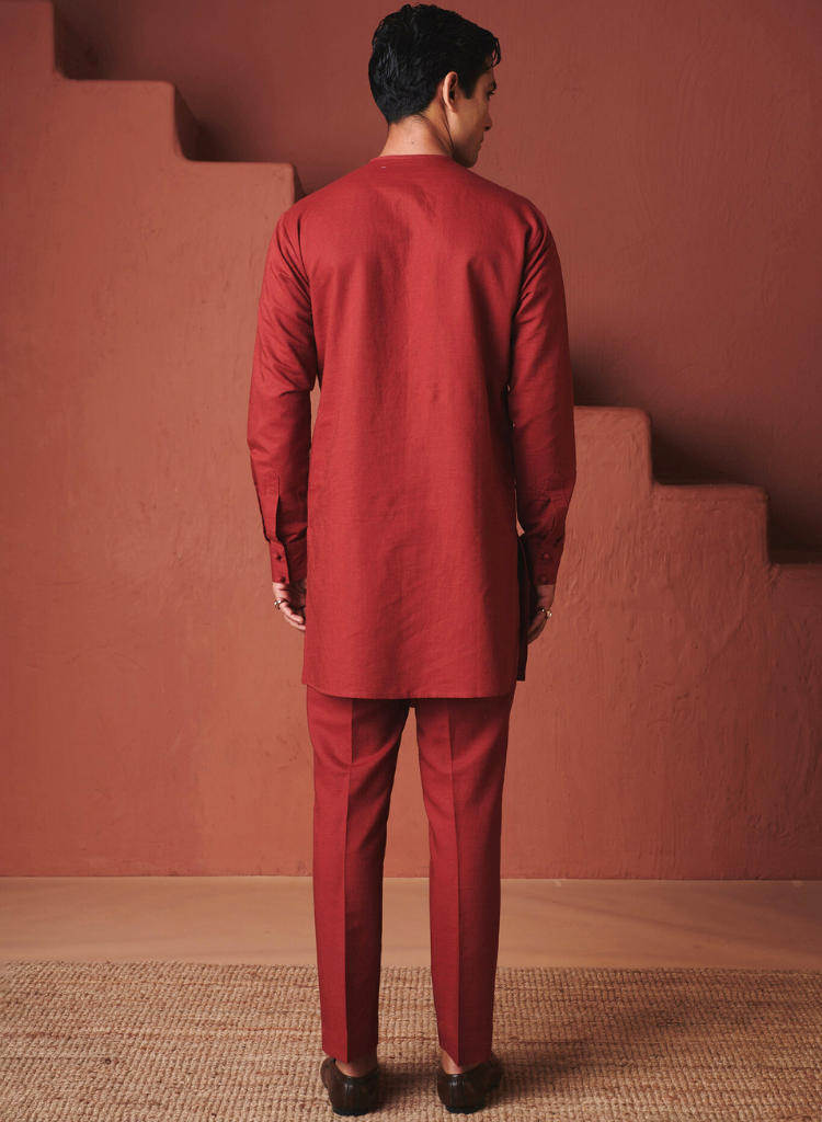 Brick Side Open Kurta Set