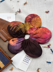 Brown Floral Scrunchie