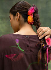 Brown Floral Scrunchie