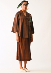 Brown Psyflora Shirt Set