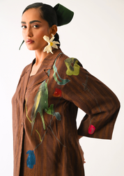 Brown Psyflora Shirt Set