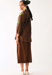 Brown Psyflora Shirt Set