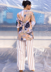 Brown Stripes Pleated Pants