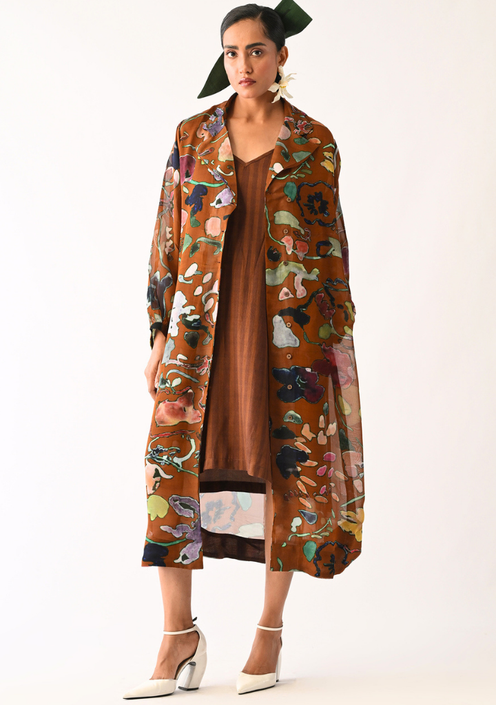 Brown Stripes Slip Dress