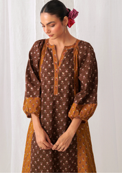 Brown & Olive A-Line Kurta Set