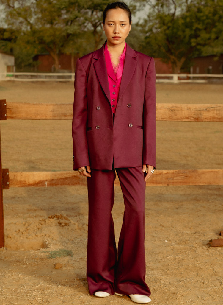 Burgandy Blazer Set