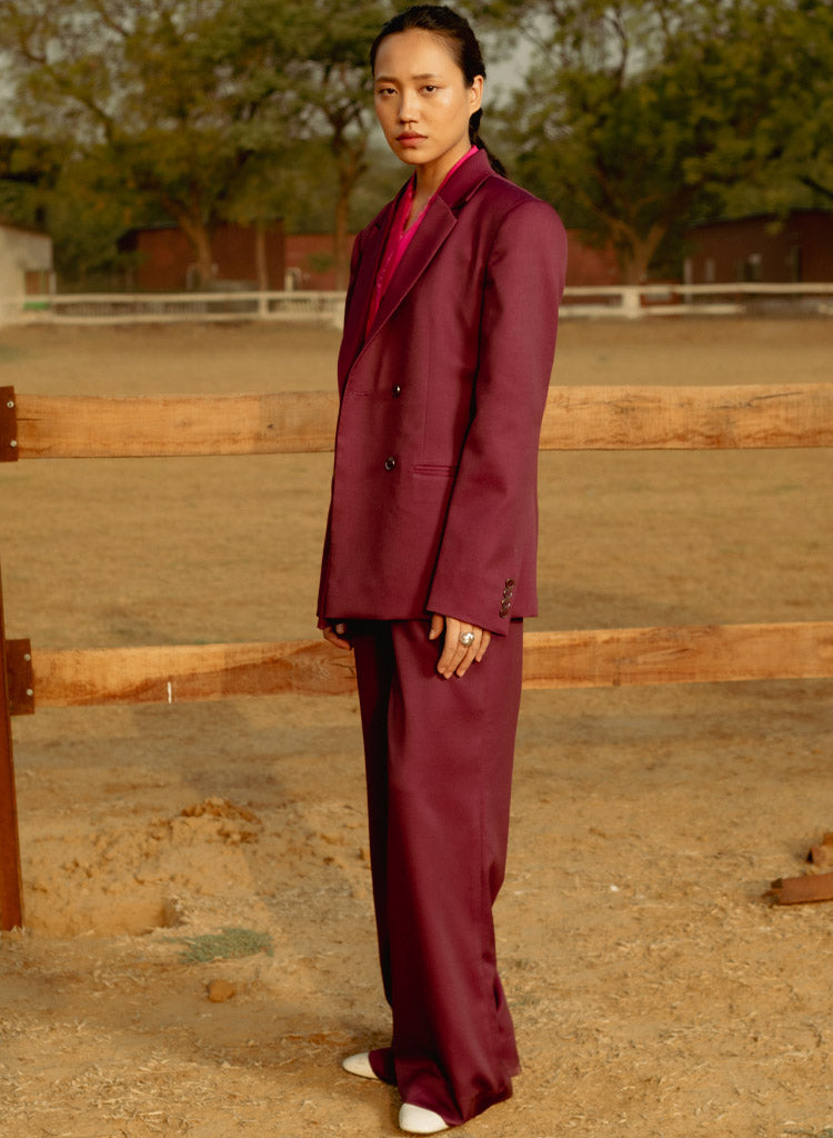 Burgandy Zale Blazer Set