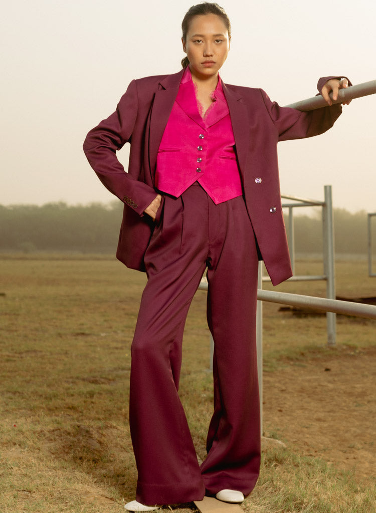 Burgandy Zale Blazer Set