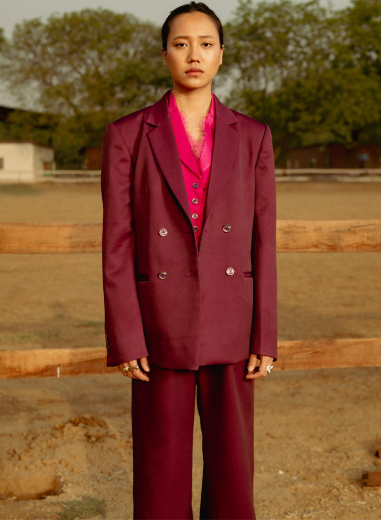 Burgandy Zale Blazer Set