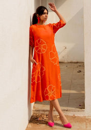 Burnt Orange Bandhani Dress