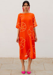 Burnt Orange Bandhani Dress
