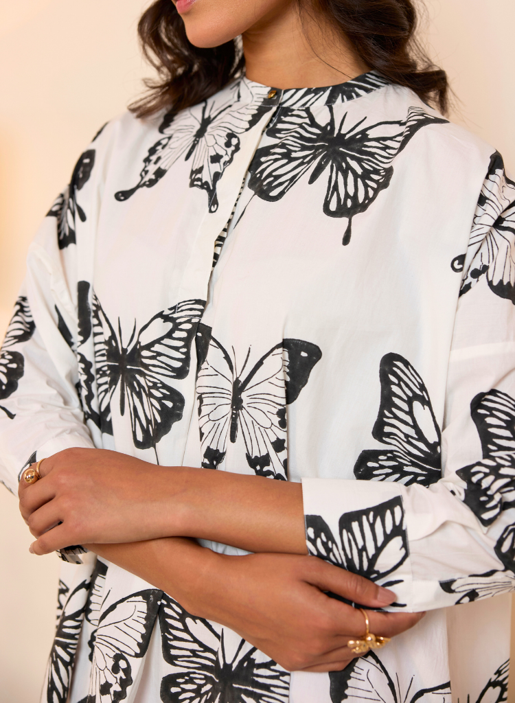 Butterfly Oversized Shirt Dress