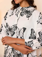 Butterfly Oversized Shirt Dress