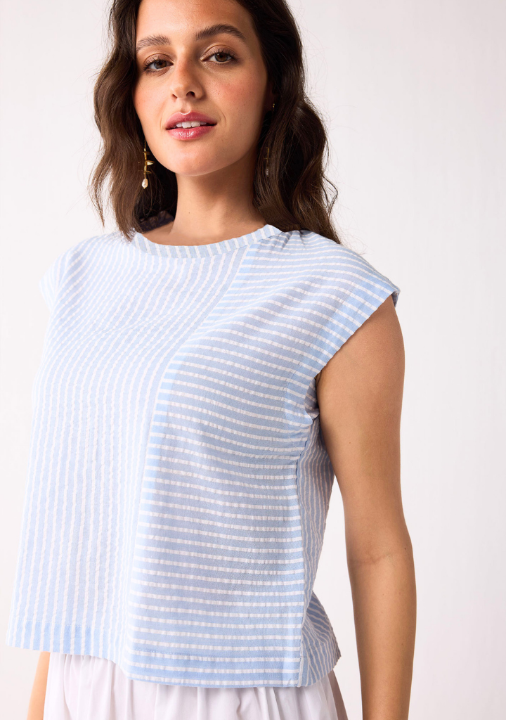 Button Back Crew Neck Top