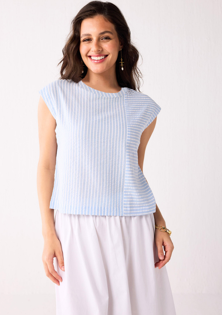 Button Back Crew Neck Top