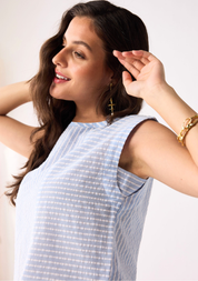 Button Back Crew Neck Top