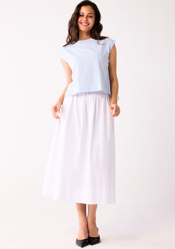 Button Back Crew Neck Top