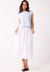 Button Back Crew Neck Top