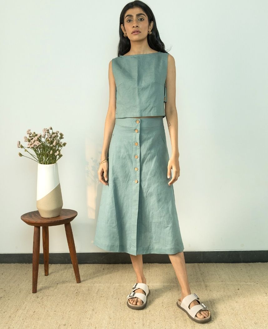 Button Down Midi Skirt