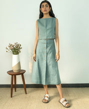 Button Down Midi Skirt