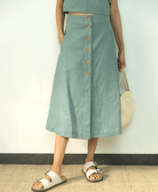 Button Down Midi Skirt