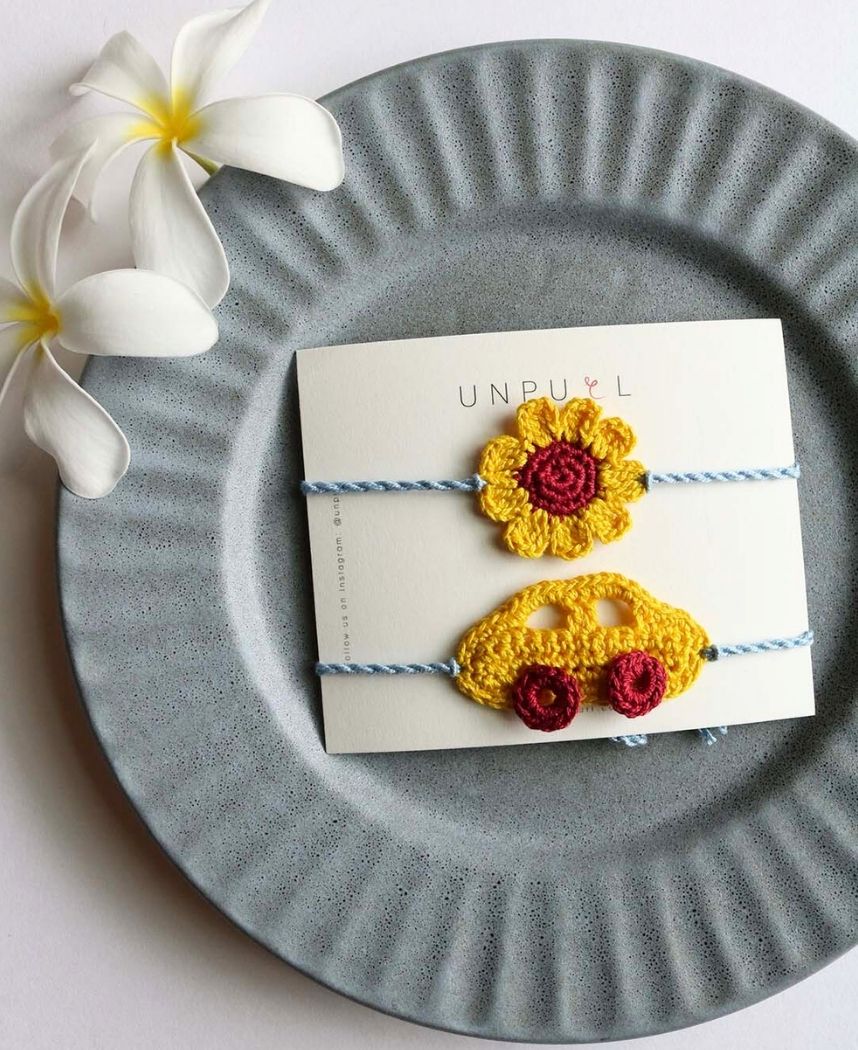 Car Sunflower Rakhi Set