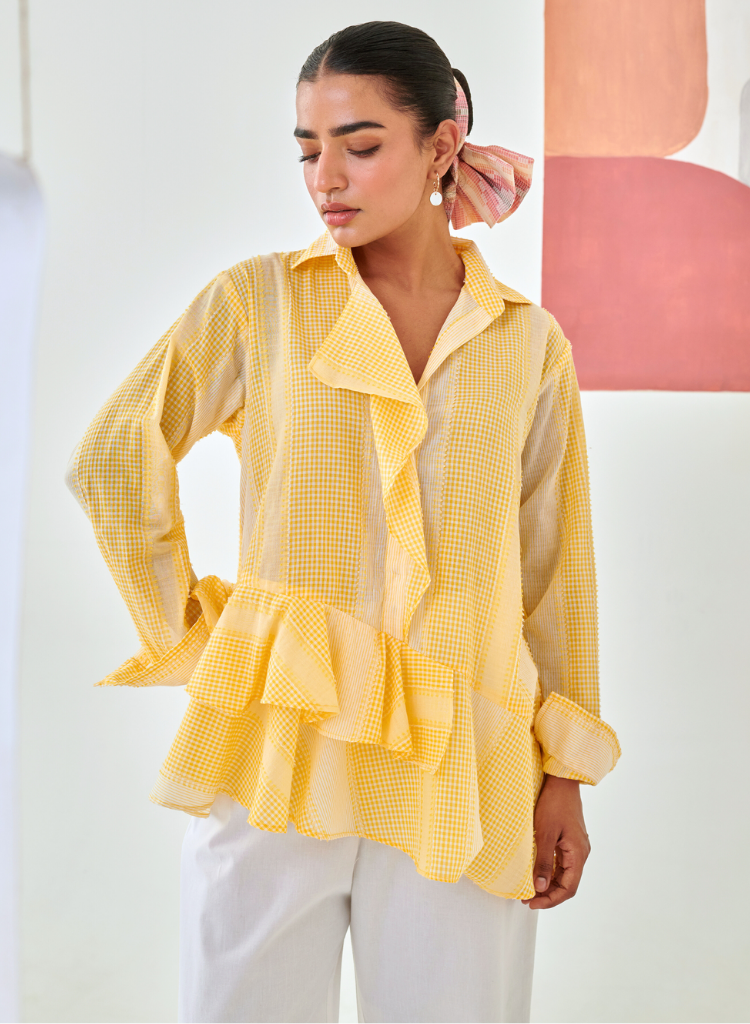 Check Asymmetric Shirt