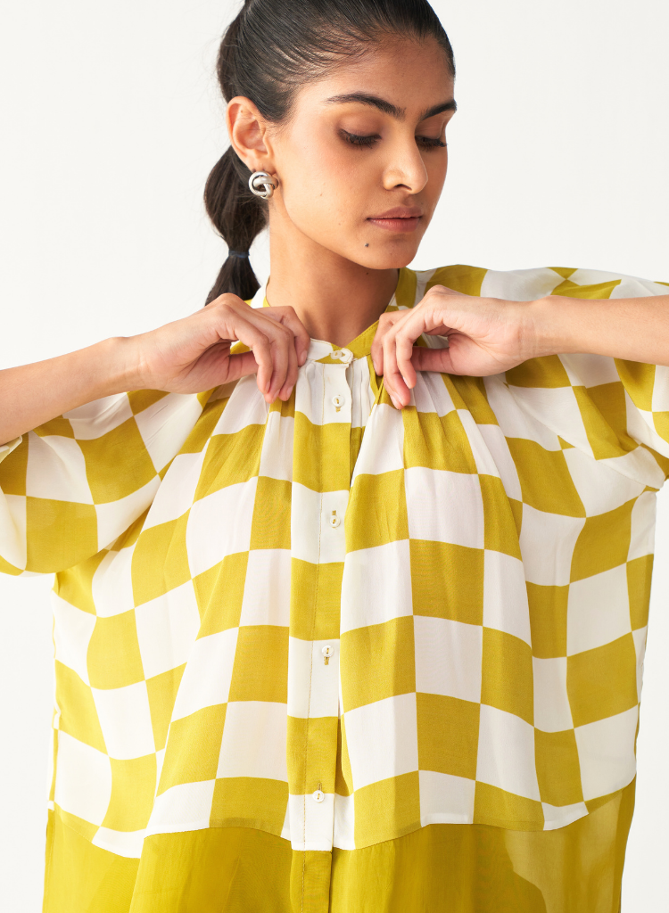 Checkered Peasant Top