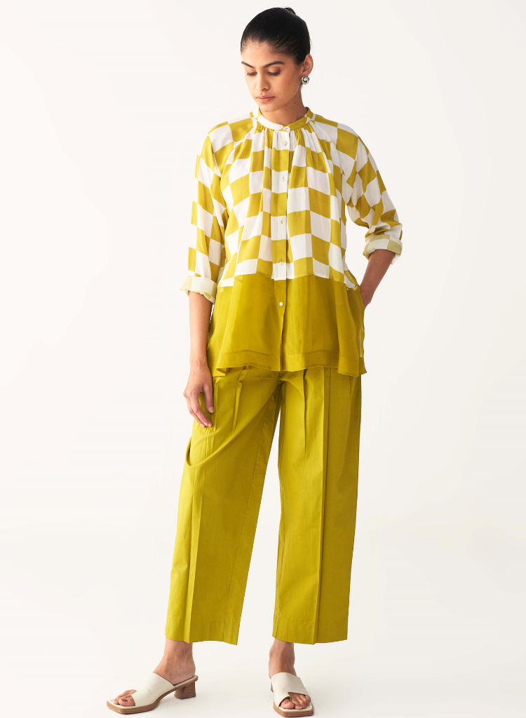 Checkered Peasant Top