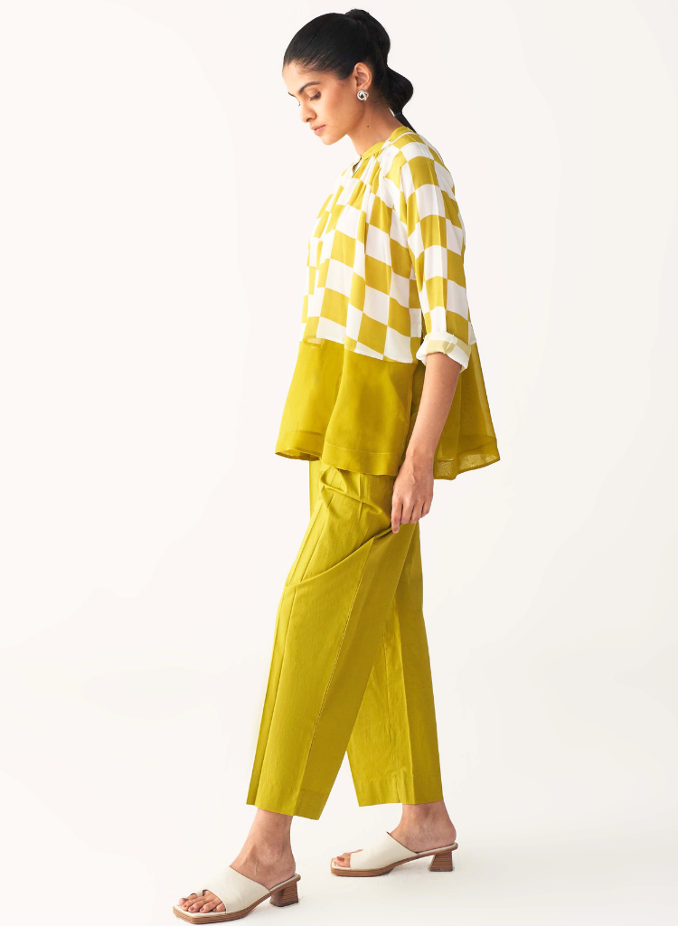 Checkered Peasant Top